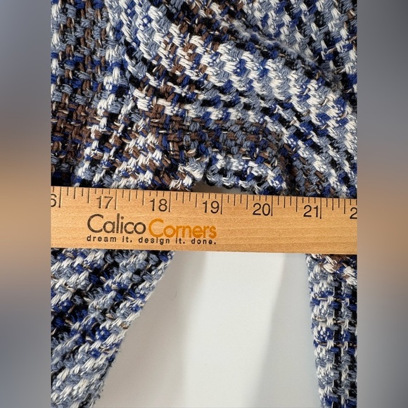 ZARA Tweed Textured Crop Long Sleeve Denim Blue Blazer - Picture 6 of 6